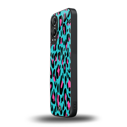 blue leopard fur back phone cover | glass case for oneplus nord ce 4 lite