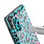blue leopard fur back phone cover | glass case for oneplus nord ce 4 lite
