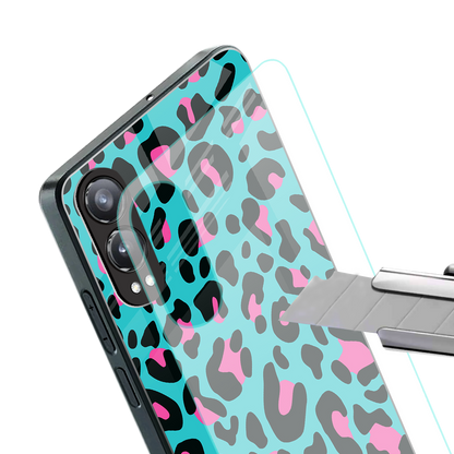 blue leopard fur back phone cover | glass case for oneplus nord ce 4 lite