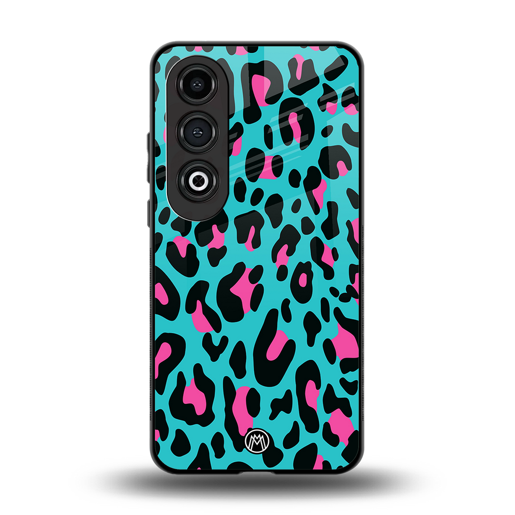 blue leopard fur back phone cover | glass case for oneplus nord ce 4