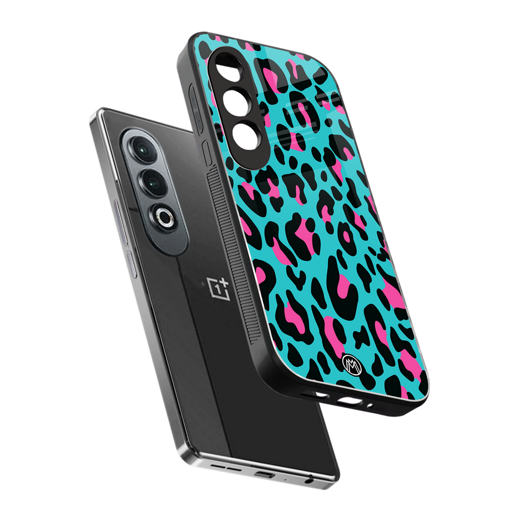 blue leopard fur back phone cover | glass case for oneplus nord ce 4