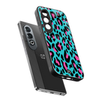 blue leopard fur back phone cover | glass case for oneplus nord ce 4