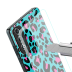 blue leopard fur back phone cover | glass case for oneplus nord ce 4