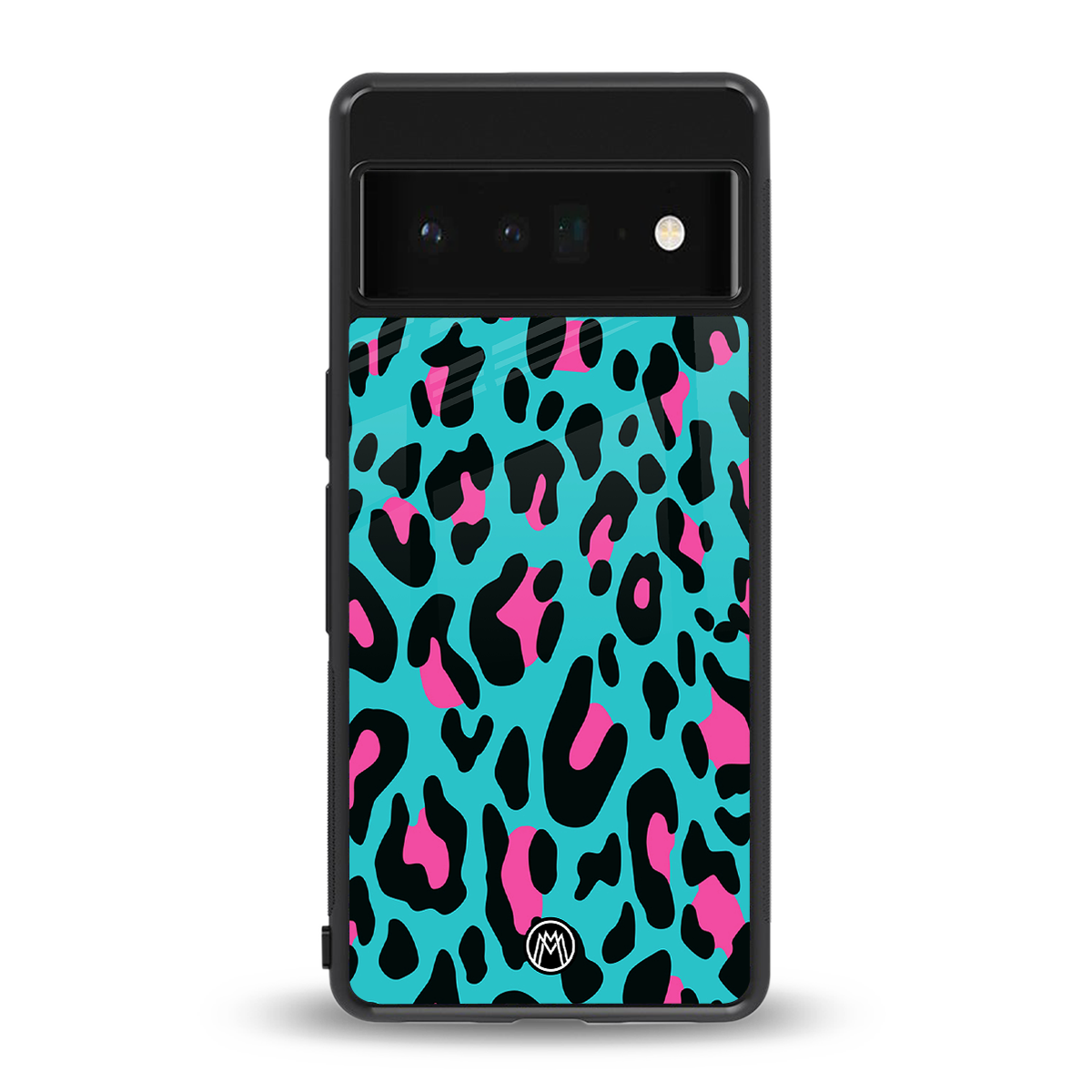 blue leopard fur back phone cover | glass case for google pixel 6 pro