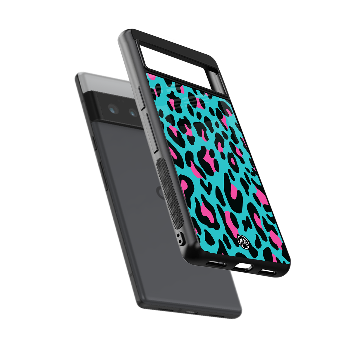 blue leopard fur back phone cover | glass case for google pixel 6 pro