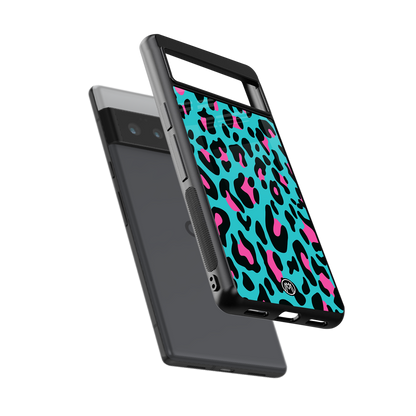 blue leopard fur back phone cover | glass case for google pixel 6 pro