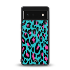 blue leopard fur back phone cover | glass case for google pixel 6