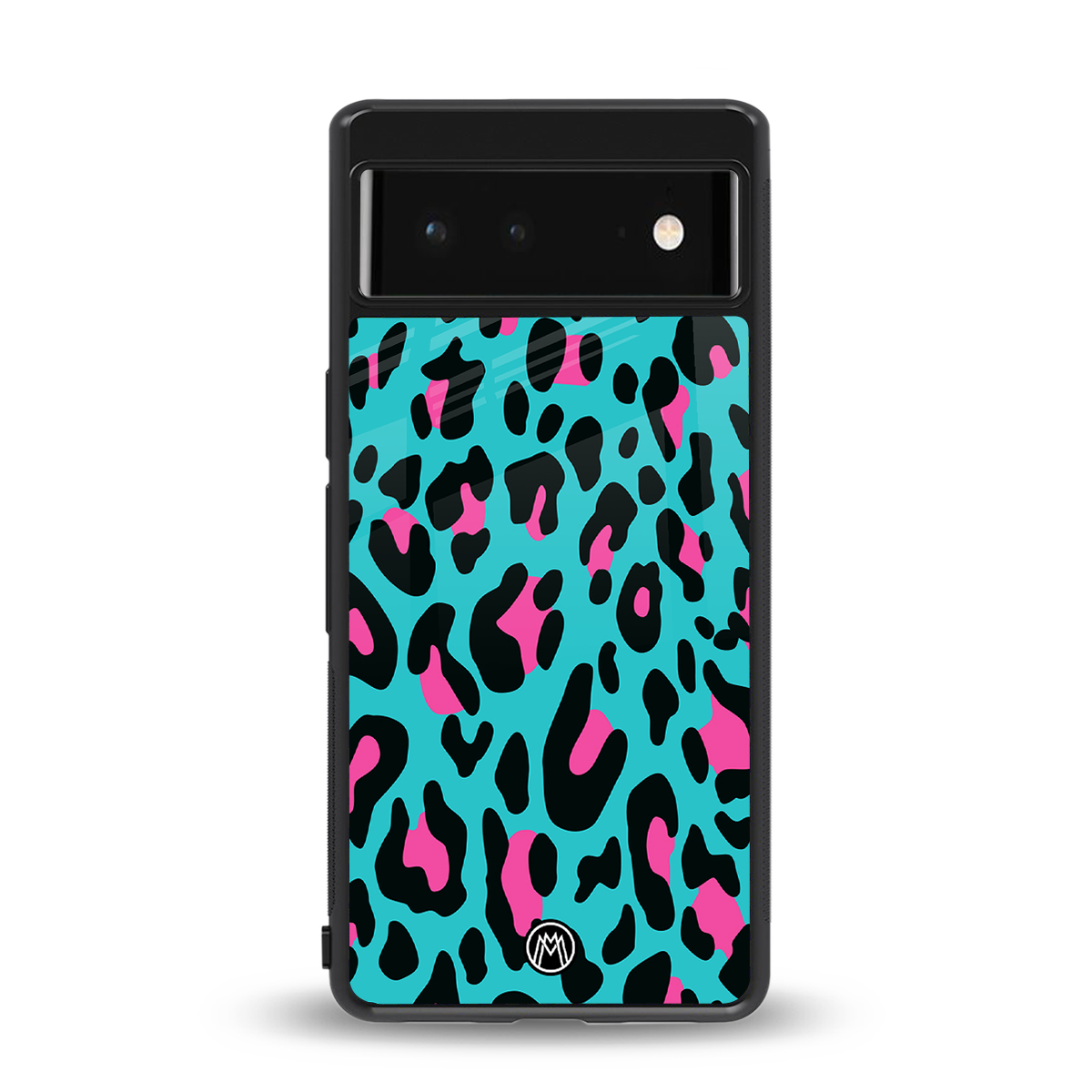 blue leopard fur back phone cover | glass case for google pixel 6