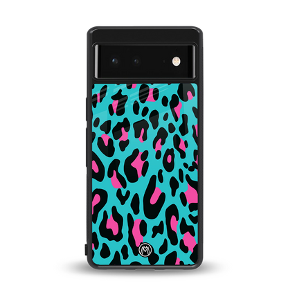 blue leopard fur back phone cover | glass case for google pixel 6