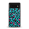 blue leopard fur back phone cover | glass case for Google Pixel 6A