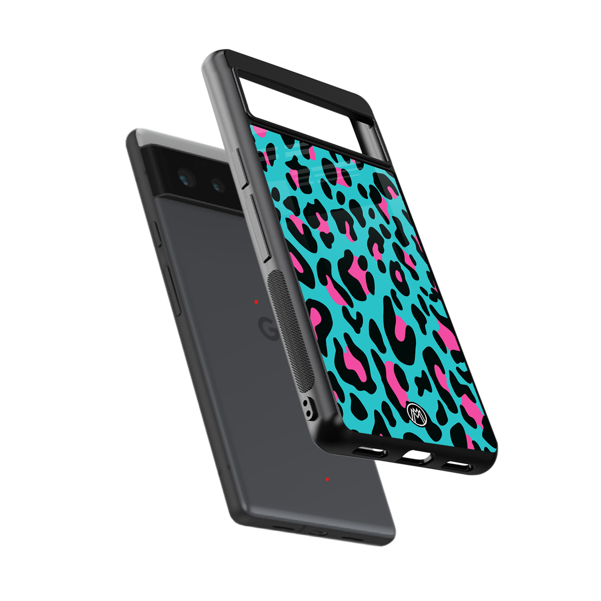 blue leopard fur back phone cover | glass case for google pixel 6