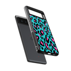 blue leopard fur back phone cover | glass case for Google Pixel 6A
