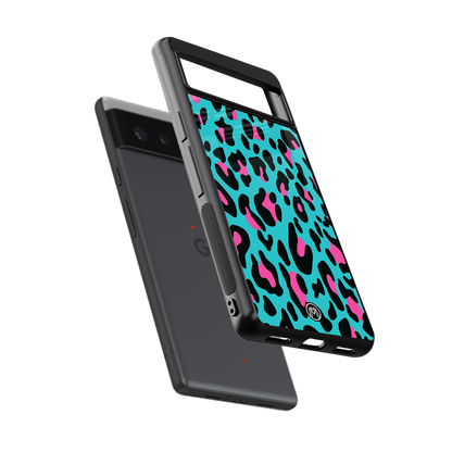 blue leopard fur back phone cover | glass case for Google Pixel 6A