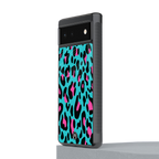 blue leopard fur back phone cover | glass case for Google Pixel 6A