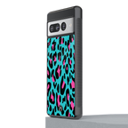 blue leopard fur back phone cover | glass case for google pixel 7 pro