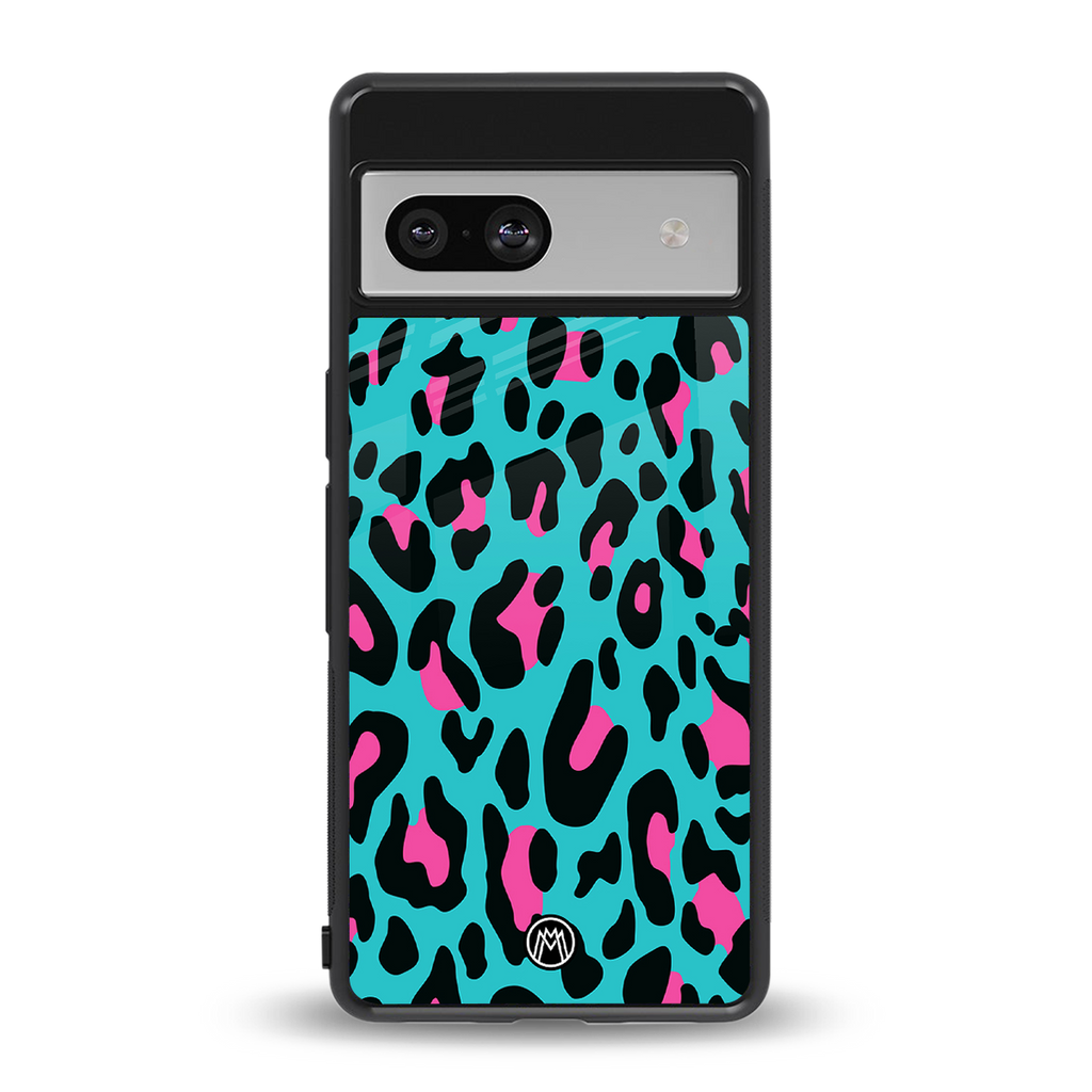 blue leopard fur back phone cover | glass case for Google Pixel 7