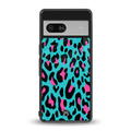 blue leopard fur back phone cover | glass case for Google Pixel 7