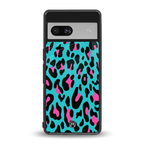 blue leopard fur back phone cover | glass case for Google Pixel 7