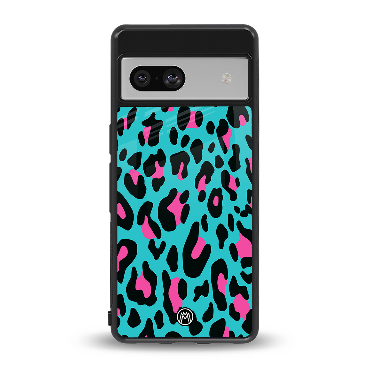 blue leopard fur back phone cover | glass case for Google Pixel 7