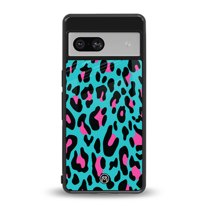 blue leopard fur back phone cover | glass case for Google Pixel 7A