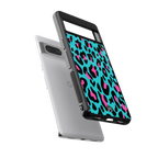 blue leopard fur back phone cover | glass case for Google Pixel 7