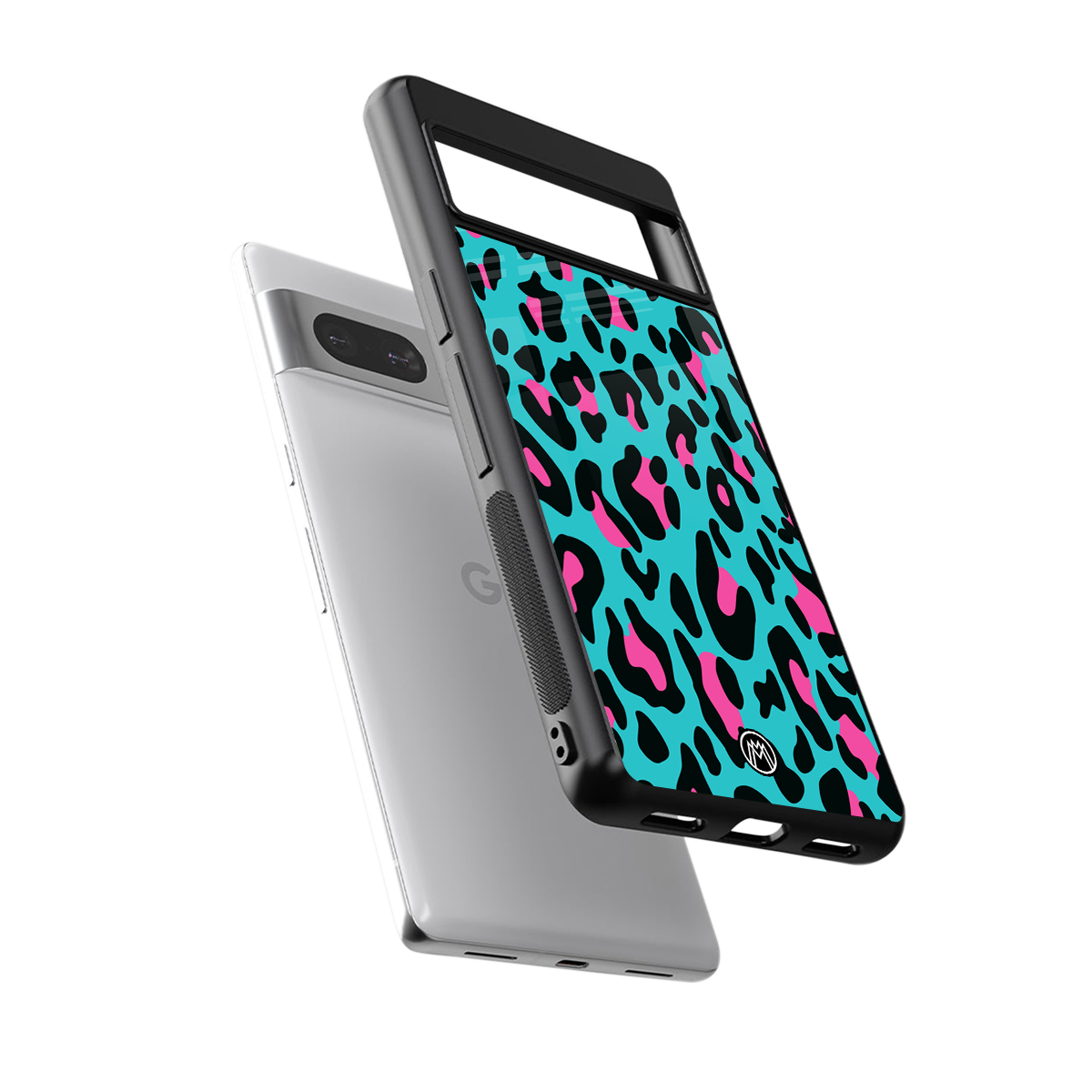 blue leopard fur back phone cover | glass case for Google Pixel 7