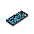 blue leopard fur back phone cover | glass case for Google Pixel 7
