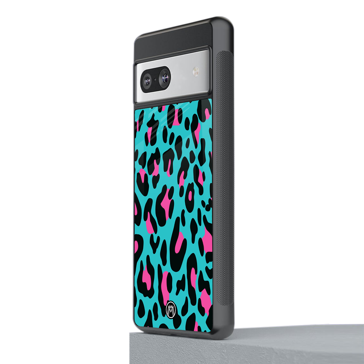 blue leopard fur back phone cover | glass case for Google Pixel 7