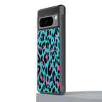 blue leopard fur back phone cover | glass case for google pixel 8 pro