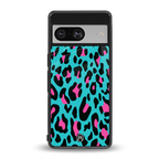 blue leopard fur back phone cover | glass case for Google Pixel 8
