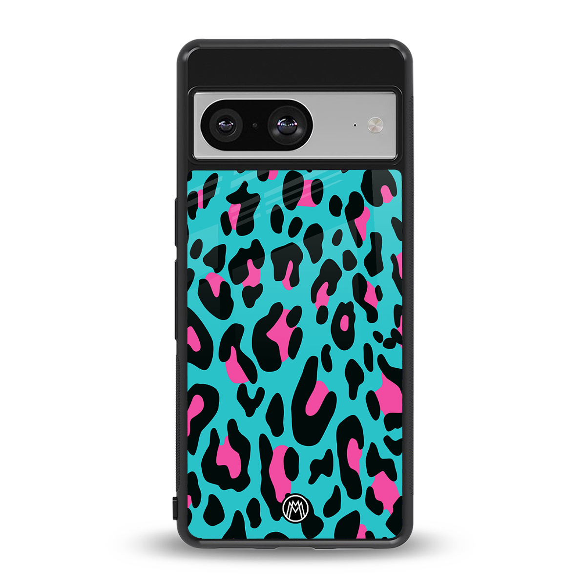 blue leopard fur back phone cover | glass case for Google Pixel 8