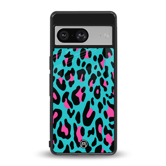 blue leopard fur back phone cover | glass case for Google Pixel 8