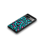 blue leopard fur back phone cover | glass case for Google Pixel 8