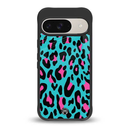 blue leopard fur back phone cover | glass case for google pixel 9