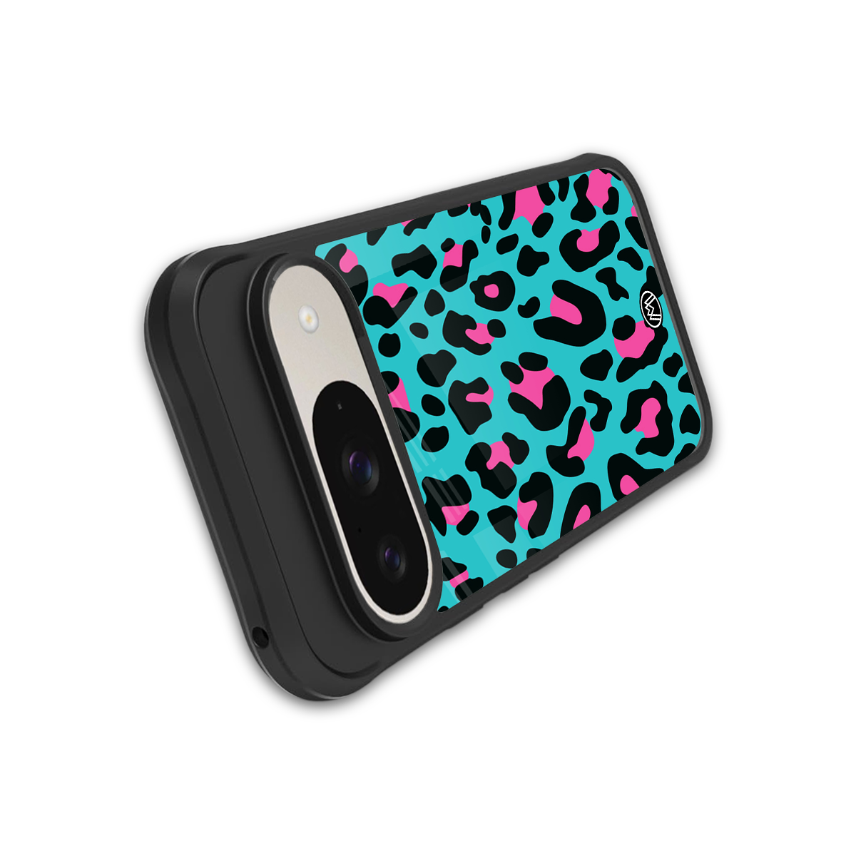 blue leopard fur back phone cover | glass case for google pixel 9