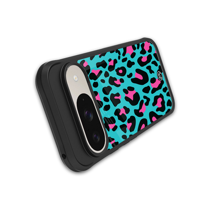 blue leopard fur back phone cover | glass case for google pixel 9