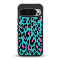 blue leopard fur back phone cover | glass case for google pixel 9 pro