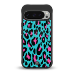 blue leopard fur back phone cover | glass case for google pixel 9 pro