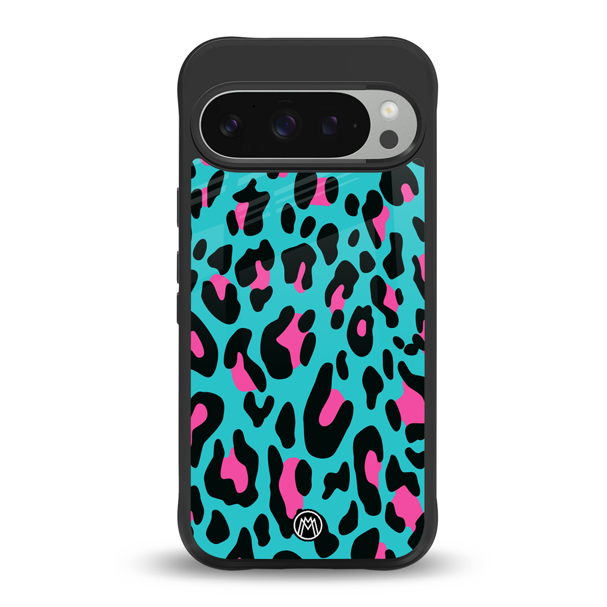 blue leopard fur back phone cover | glass case for google pixel 9 pro