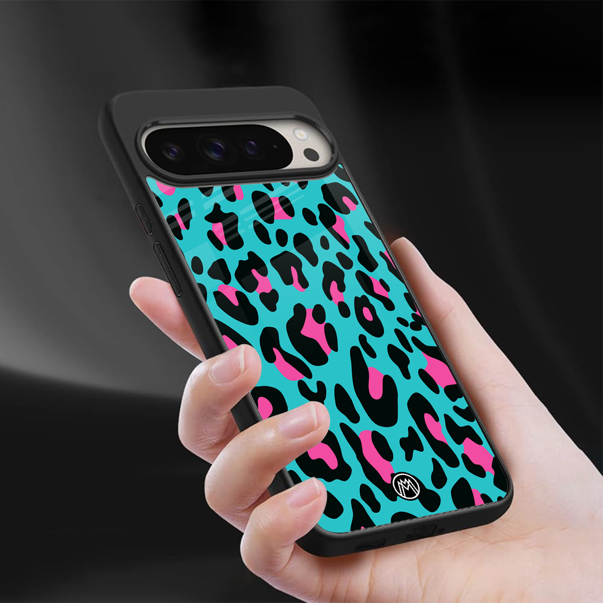 blue leopard fur back phone cover | glass case for google pixel 9 pro xl