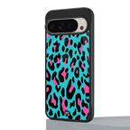 blue leopard fur back phone cover | glass case for google pixel 9 pro