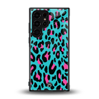 blue leopard fur back phone cover | glass case for samsung galaxy s24 ultra
