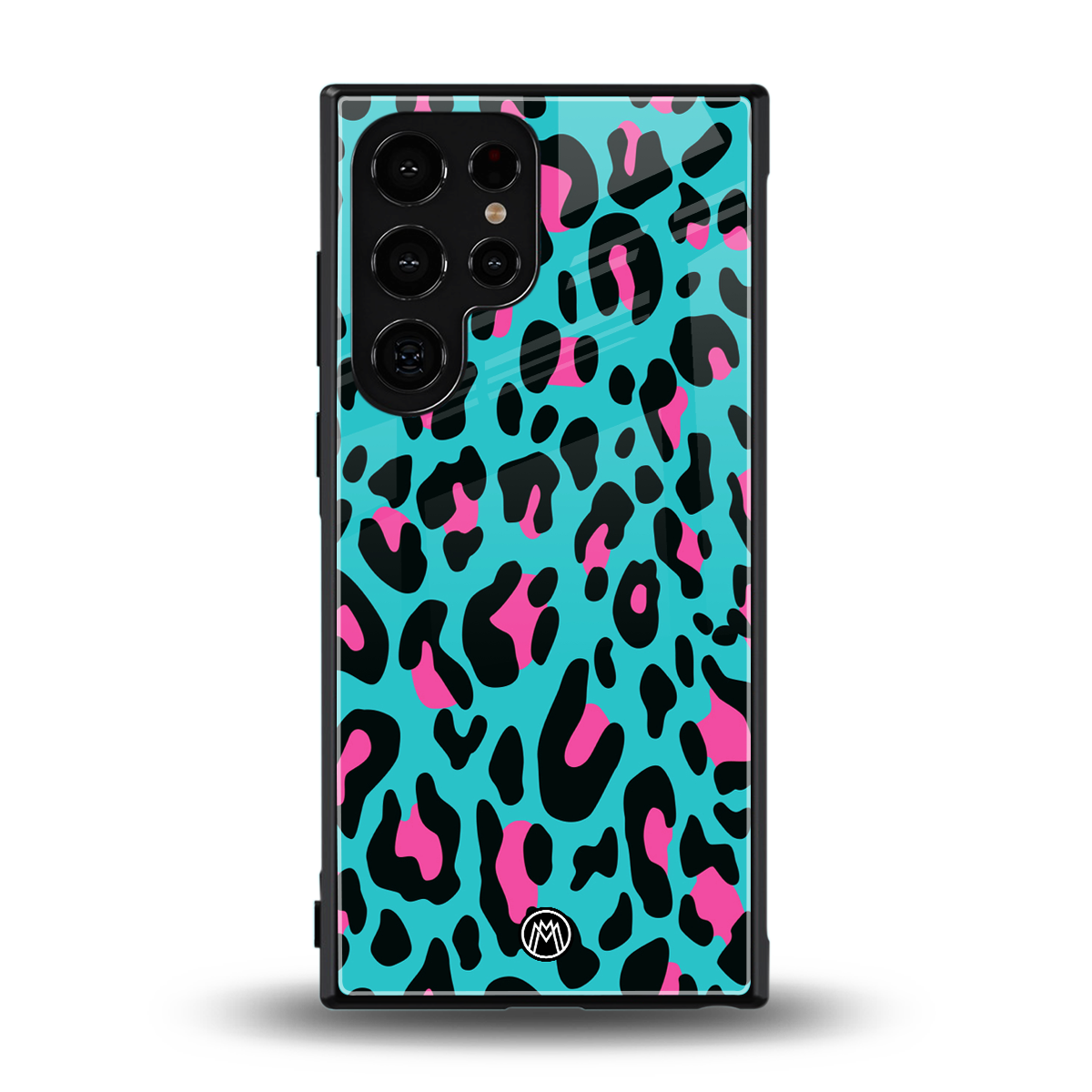 blue leopard fur back phone cover | glass case for samsung galaxy s24 ultra