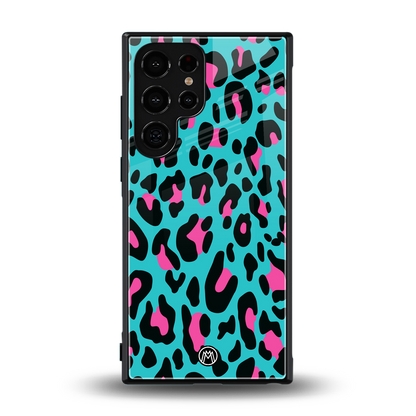 blue leopard fur back phone cover | glass case for samsung galaxy s24 ultra