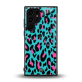 blue leopard fur back phone cover | glass case for samsung galaxy s23 ultra