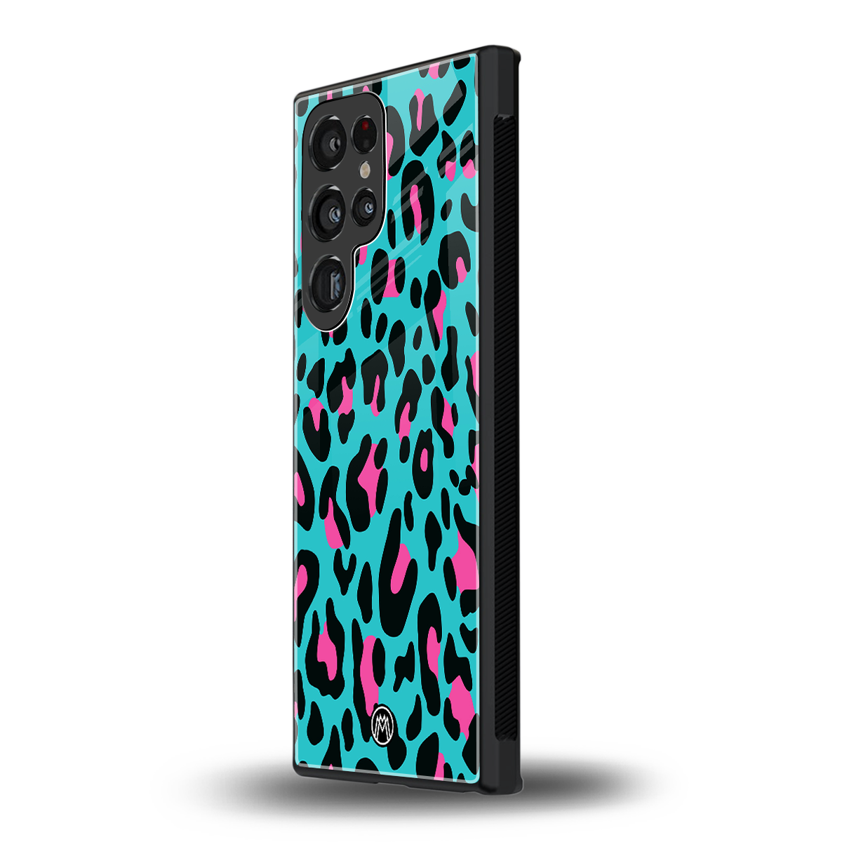 blue leopard fur back phone cover | glass case for samsung galaxy s24 ultra