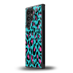 blue leopard fur back phone cover | glass case for samsung galaxy s23 ultra