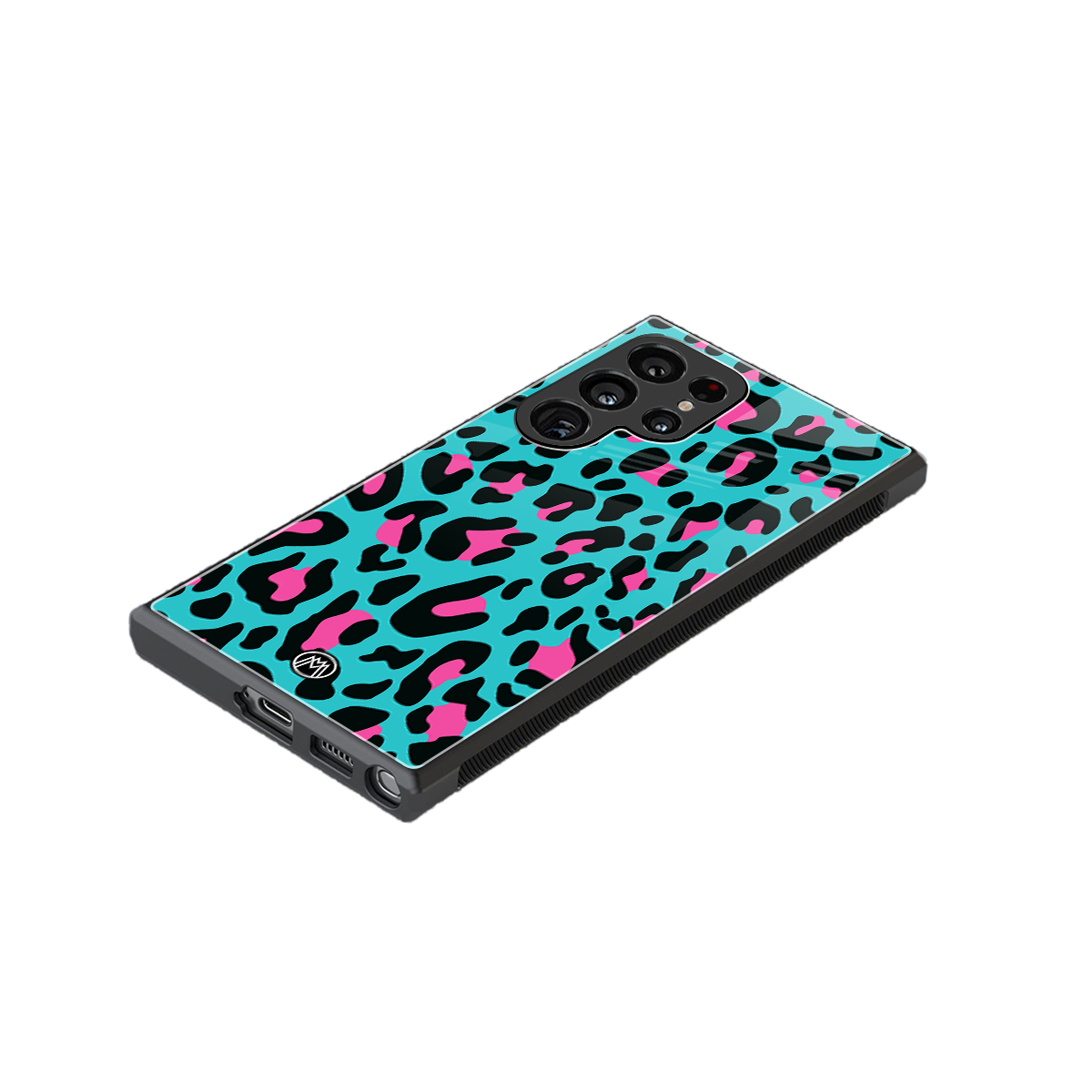 blue leopard fur back phone cover | glass case for samsung galaxy s23 ultra