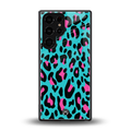 blue leopard fur back phone cover | glass case for samsung galaxy s25 ultra