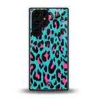 blue leopard fur back phone cover | glass case for samsung galaxy s25 ultra